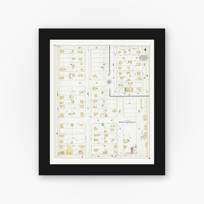 Old map wall art mockup — black gallery frame with white mat — Sanborn Fire Insurance Map from Windom, Cottonwood County, Minnesota (1900), Sheet #0004