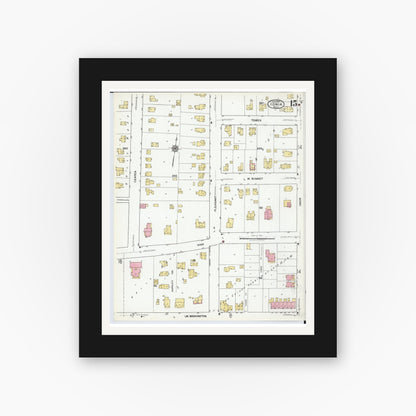 Old map wall art mockup — black gallery frame with white mat — Sanborn Fire Insurance Map from Ionia, Ionia County, Michigan (1920), Sheet #0015