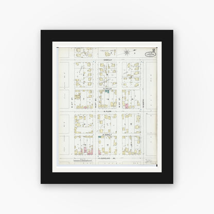Old map wall art mockup — black gallery frame with white mat — Sanborn Fire Insurance Map from Canton, Stark County, Ohio (1891), Sheet #0002
