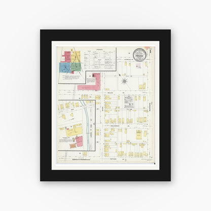 Old map wall art mockup — black gallery frame with white mat — Sanborn Fire Insurance Map from Parsons, Luzerne County, Pennsylvania (1908) - Complete Map Set