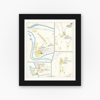 Old map wall art mockup — black gallery frame with white mat — Sanborn Fire Insurance Map from Eureka, Humboldt County, California (1892), Sheet #0019