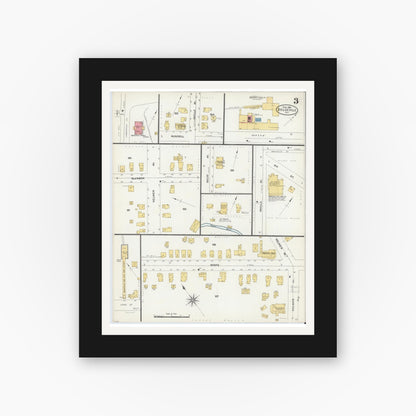 Old map wall art mockup — black gallery frame with white mat — Sanborn Fire Insurance Map from Dolgeville, Hirkimer County, New York (1906), Sheet #0003
