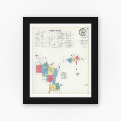 Old map wall art mockup — black gallery frame with white mat — Sanborn Fire Insurance Map from Bangor, Northampton County, Pennsylvania (1904) - Complete Map Set