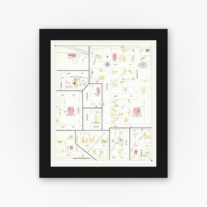 Old map wall art mockup — black gallery frame with white mat — Sanborn Fire Insurance Map from Boone, Boone County, Iowa (1900), Sheet #0015