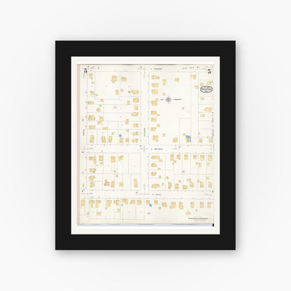 Old map wall art mockup — black gallery frame with white mat — Sanborn Fire Insurance Map from Rockford, Kent County, Michigan (1931), Sheet #0005