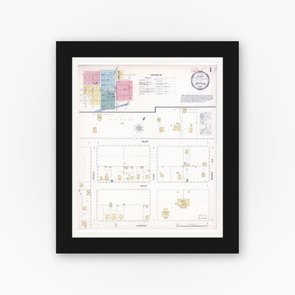 Old map wall art mockup — black gallery frame with white mat — Sanborn Fire Insurance Map from Winters, Yolo County, California (1897) - Complete Map Set