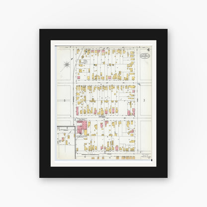 Old map wall art mockup — black gallery frame with white mat — Sanborn Fire Insurance Map from Gallipolis, Gallia County, Ohio (1900), Sheet #0004