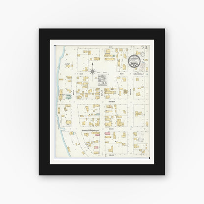 Old map wall art mockup — black gallery frame with white mat — Sanborn Fire Insurance Map from Saugatuck, Allegan County, Michigan (1900) - Complete Map Set