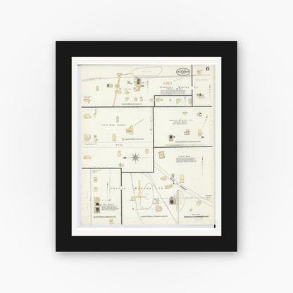 Old map wall art mockup — black gallery frame with white mat — Sanborn Fire Insurance Map from Bessemer, Gogebic County, Michigan (1908), Sheet #0006