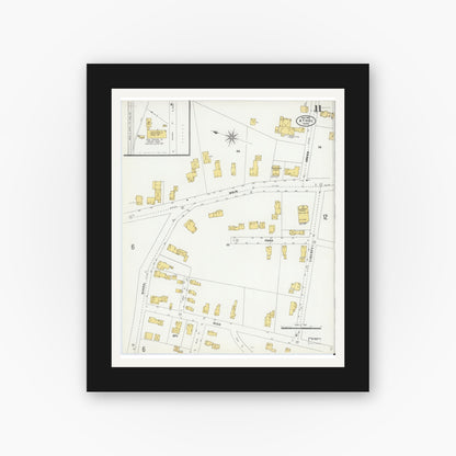 Old map wall art mockup — black gallery frame with white mat — Sanborn Fire Insurance Map from Athol, Worcester County, Massachusetts (1905), Sheet #0011