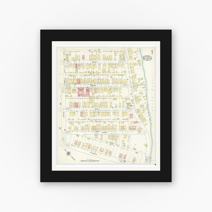 Old map wall art mockup — black gallery frame with white mat — Sanborn Fire Insurance Map from Natrona, Allegheny County, Pennsylvania (1912), Sheet #0007
