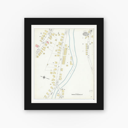 Old map wall art mockup — black gallery frame with white mat — Sanborn Fire Insurance Map from Fort Plain, Montgomery County, New York (1912), Sheet #0007