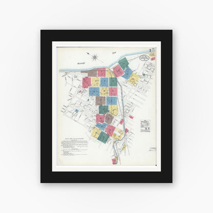 Old map wall art mockup — black gallery frame with white mat — Sanborn Fire Insurance Map from Hannibal, Marion County, Missouri (1906) - Complete Map Set
