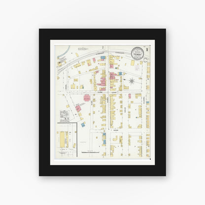 Old map wall art mockup — black gallery frame with white mat — Sanborn Fire Insurance Map from Tremont, Schuylkill County, Pennsylvania (1902) - Complete Map Set