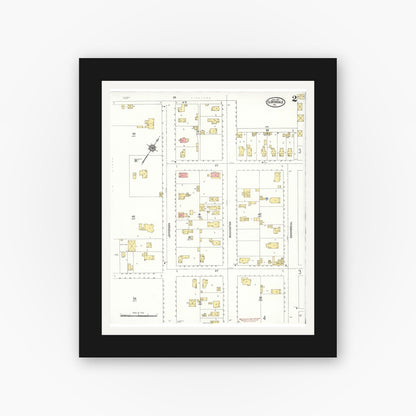Old map wall art mockup — black gallery frame with white mat — Sanborn Fire Insurance Map from Cloverdale, Sonoma County, California (1911), Sheet #0002