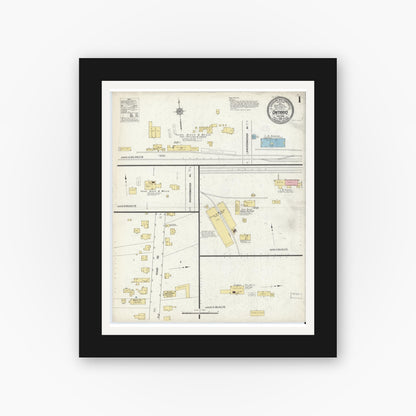 Old map wall art mockup — black gallery frame with white mat — Sanborn Fire Insurance Map from Ontario, Wayne County, New York (1912) - Complete Map Set