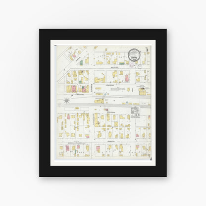 Old map wall art mockup — black gallery frame with white mat — Sanborn Fire Insurance Map from Osborn, Greene County, Ohio (1901) - Complete Map Set