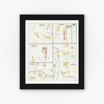 Old map wall art mockup — black gallery frame with white mat — Sanborn Fire Insurance Map from Stroudsburg, Monroe County, Pennsylvania (1905), Sheet #0023