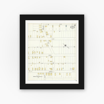 Old map wall art mockup — black gallery frame with white mat — Sanborn Fire Insurance Map from Luzerne, Luzerne County, Pennsylvania (1911), Sheet #0004