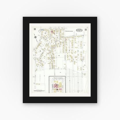 Old map wall art mockup — black gallery frame with white mat — Sanborn Fire Insurance Map from Carbondale, Lackawanna County, Pennsylvania (1923), Sheet #0011