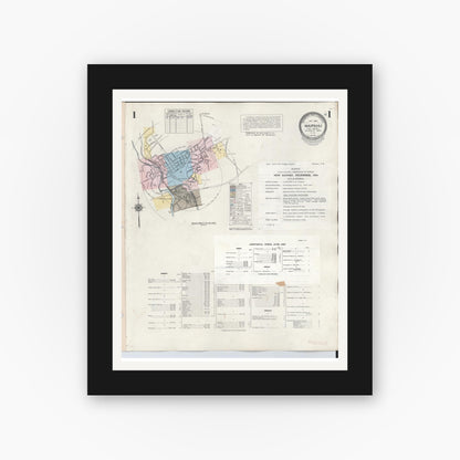 Old map wall art mockup — black gallery frame with white mat — Sanborn Fire Insurance Map from Waipahu, Honolulu County, Hawaii (1957), Sheet #0001