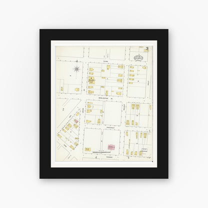 Old map wall art mockup — black gallery frame with white mat — Sanborn Fire Insurance Map from Delanco, Burlington County, New Jersey (1909), Sheet #0003