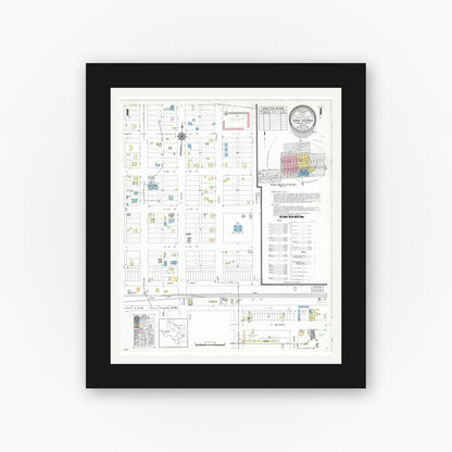 Old map wall art mockup — black gallery frame with white mat — Sanborn Fire Insurance Map from Van Horn, Culberson County, Texas (1950) - Complete Map Set