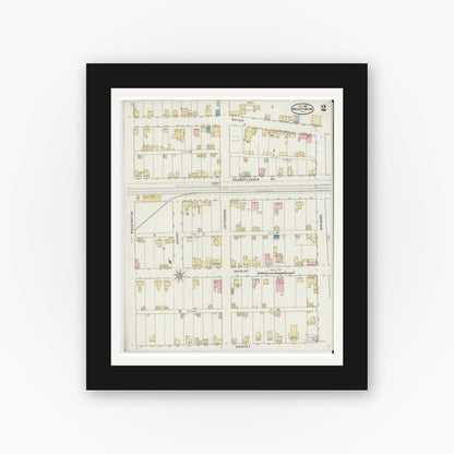 Old map wall art mockup — black gallery frame with white mat — Sanborn Fire Insurance Map from Mount Union, Huntingdon County, Pennsylvania (1894), Sheet #0002