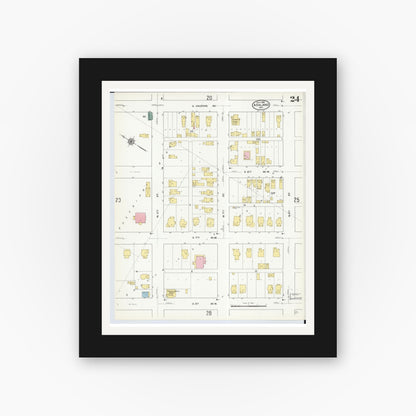 Old map wall art mockup — black gallery frame with white mat — Sanborn Fire Insurance Map from Ashland, Ashland County, Wisconsin (1909), Sheet #0024