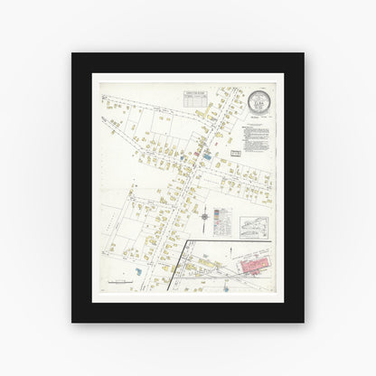 Old map wall art mockup — black gallery frame with white mat — Sanborn Fire Insurance Map from Elba, Genesee County, New York (1936), Sheet #0001