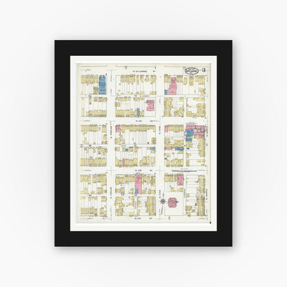 Old map wall art mockup — black gallery frame with white mat — Sanborn Fire Insurance Map from Mount Carmel, Northumberland County, Pennsylvania (1920), Sheet #0003