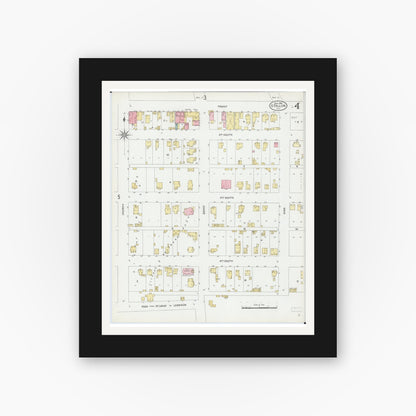 Old map wall art mockup — black gallery frame with white mat — Sanborn Fire Insurance Map from O'Fallon, Saint Clair County, Illinois (1906), Sheet #0004