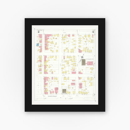 Old map wall art mockup — black gallery frame with white mat — Sanborn Fire Insurance Map from New Richmond, Clermont County, Ohio (1933), Sheet #0002