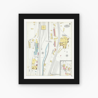 Old map wall art mockup — black gallery frame with white mat — Sanborn Fire Insurance Map from Catasauqua, Lehigh County, Pennsylvania (1902), Sheet #0006