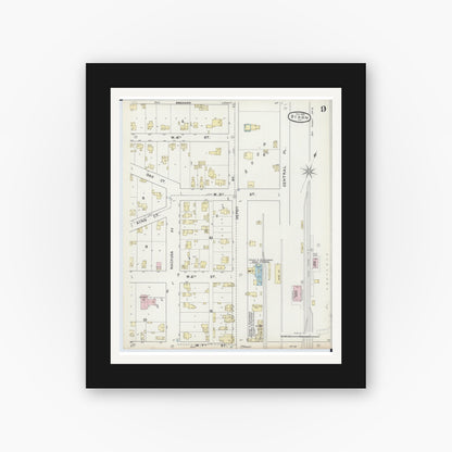 Old map wall art mockup — black gallery frame with white mat — Sanborn Fire Insurance Map from Dixon, Lee County, Illinois (1891), Sheet #0009