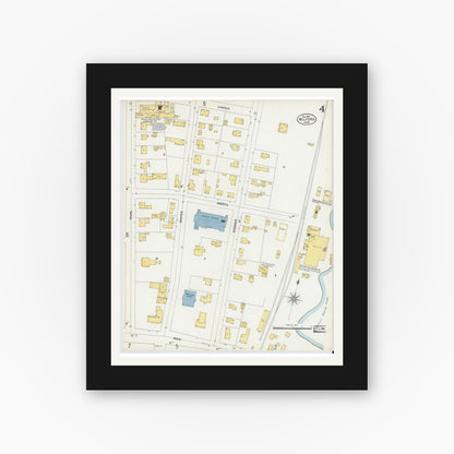 Old map wall art mockup — black gallery frame with white mat — Sanborn Fire Insurance Map from Milford, Worcester County, Massachusetts (1903), Sheet #0004