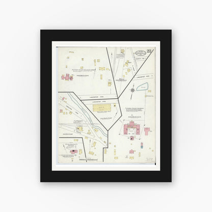 Old map wall art mockup — black gallery frame with white mat — Sanborn Fire Insurance Map from Circleville, Pickaway County, Ohio (1914), Sheet #0022