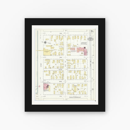 Old map wall art mockup — black gallery frame with white mat — Sanborn Fire Insurance Map from Dunkirk, Chautauqua County, New York (1910), Sheet #0003