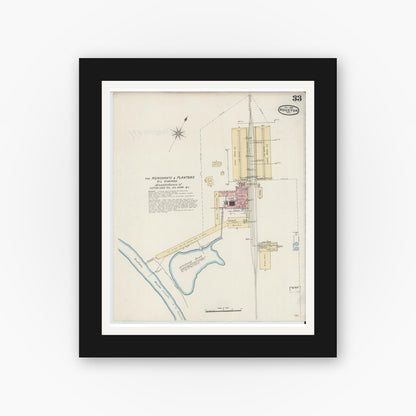 Old map wall art mockup — black gallery frame with white mat — Sanborn Fire Insurance Map from Houston, Harris County, Texas (1890), Sheet #0033