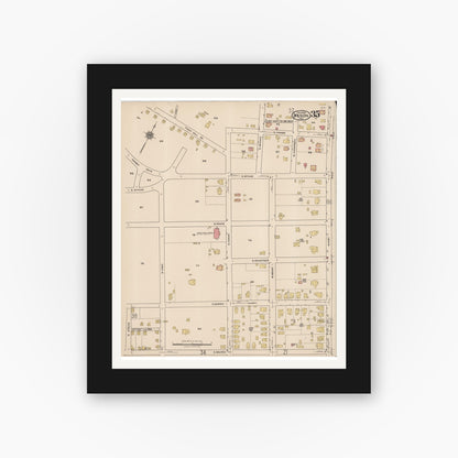 Old map wall art mockup — black gallery frame with white mat — Sanborn Fire Insurance Map from Wilson, Wilson County, North Carolina (1922), Sheet #0035
