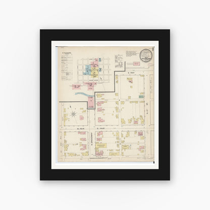 Old map wall art mockup — black gallery frame with white mat — Sanborn Fire Insurance Map from New Philadelphia, Tuscarawas County, Ohio (1887) - Complete Map Set