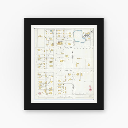 Old map wall art mockup — black gallery frame with white mat — Sanborn Fire Insurance Map from Marissa, Saint Clair County, Illinois (1906), Sheet #0004