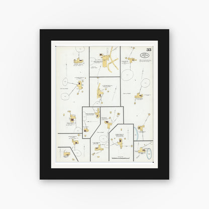 Old map wall art mockup — black gallery frame with white mat — Sanborn Fire Insurance Map from Joplin, Jasper County, Missouri (1900), Sheet #0033