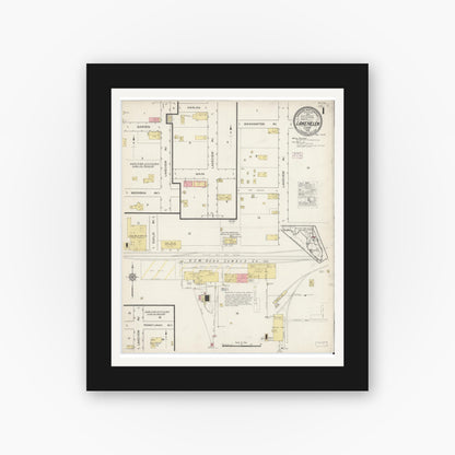 Old map wall art mockup — black gallery frame with white mat — Sanborn Fire Insurance Map from Lake Helen, Volusia County, Florida (1915) - Complete Map Set