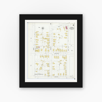 Old map wall art mockup — black gallery frame with white mat — Sanborn Fire Insurance Map from Lorain, Lorain County, Ohio (1905), Sheet #0004