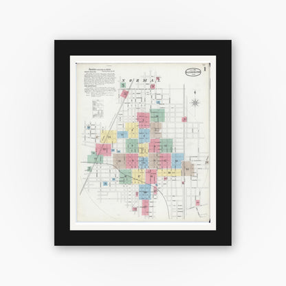 Old map wall art mockup — black gallery frame with white mat — Sanborn Fire Insurance Map from Bloomington, McLean County, Illinois (1896) - Complete Map Set