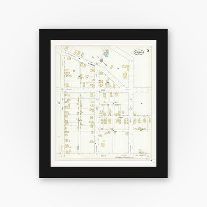 Old map wall art mockup — black gallery frame with white mat — Sanborn Fire Insurance Map from Bellwood, Blair County, Pennsylvania (1910), Sheet #0005
