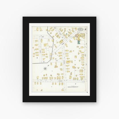 Old map wall art mockup — black gallery frame with white mat — Sanborn Fire Insurance Map from Boonville, Oneida County, New York (1904), Sheet #0004