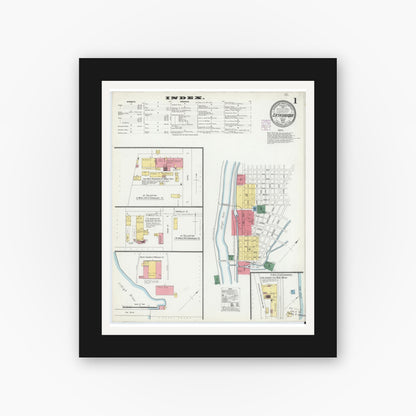 Old map wall art mockup — black gallery frame with white mat — Sanborn Fire Insurance Map from Catasauqua, Lehigh County, Pennsylvania (1902) - Complete Map Set