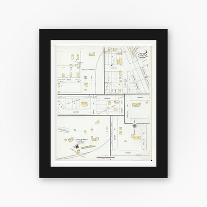 Old map wall art mockup — black gallery frame with white mat — Sanborn Fire Insurance Map from Caspian, Iron County, Michigan (1922), Sheet #0003